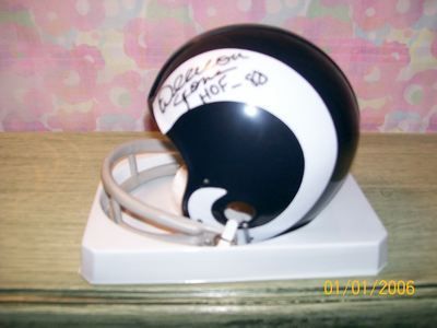 DEACON JONES SIGNED T/B RAMS 2BAR MINI HELMET HOF80 #2  