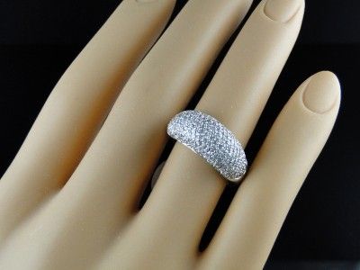   WHITE GOLD DIAMOND WEDDING 8 MM PAVE ROUND BAND DOME RING 1 CT  