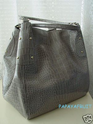 New Lancome Smoke Croc Embossed Tote Bag  