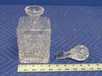 Vintage Square Lead Crystal Pressed and Etched Decanter DD25  