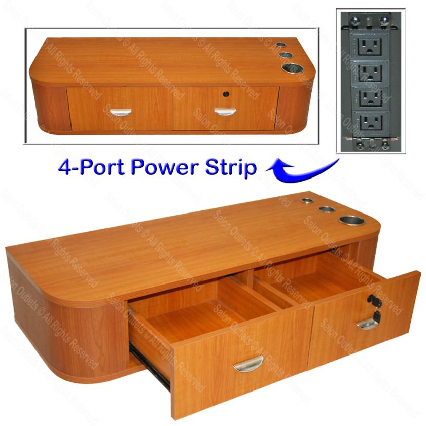   Wall Mount Styling Workstation with Appliance Holders & Power Strip