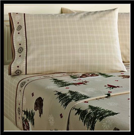   CABIN Outdoor Tan Heavy Cotton FLANNEL Sheet Set FULL 4pc *NEW*  