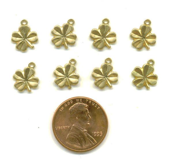 BRaSS Wee Lucky 4 Leaf CLoVeR SHAMROCKS Jewelry Charms  