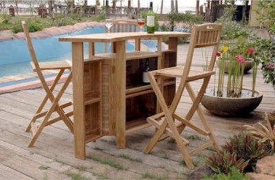 Altavista 5pc Teak Outdoor Patio Furniture Bar Set NEW  