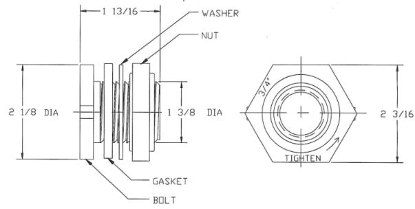 Garden Hose Bulkhead Connector 3/4 bucket barrel tank  