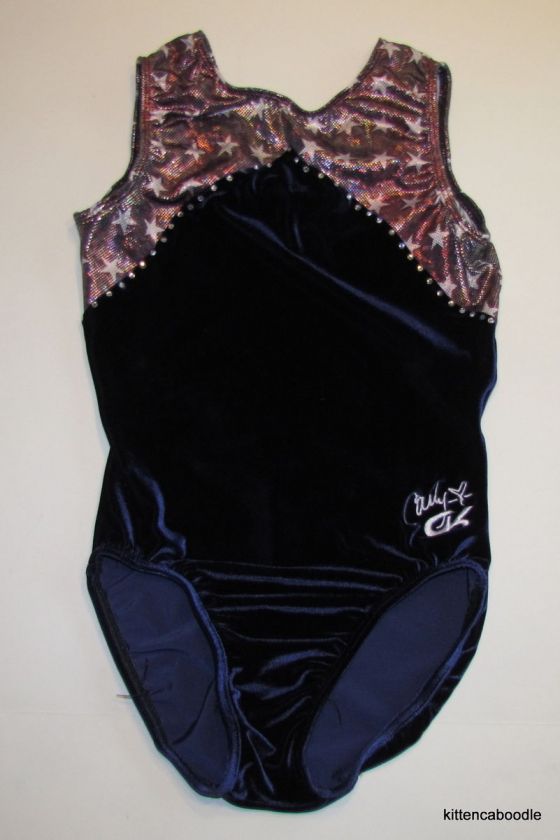 GK ELITE Adult Small Red White Blue Love Carly Gymnastics Leotard Foil 