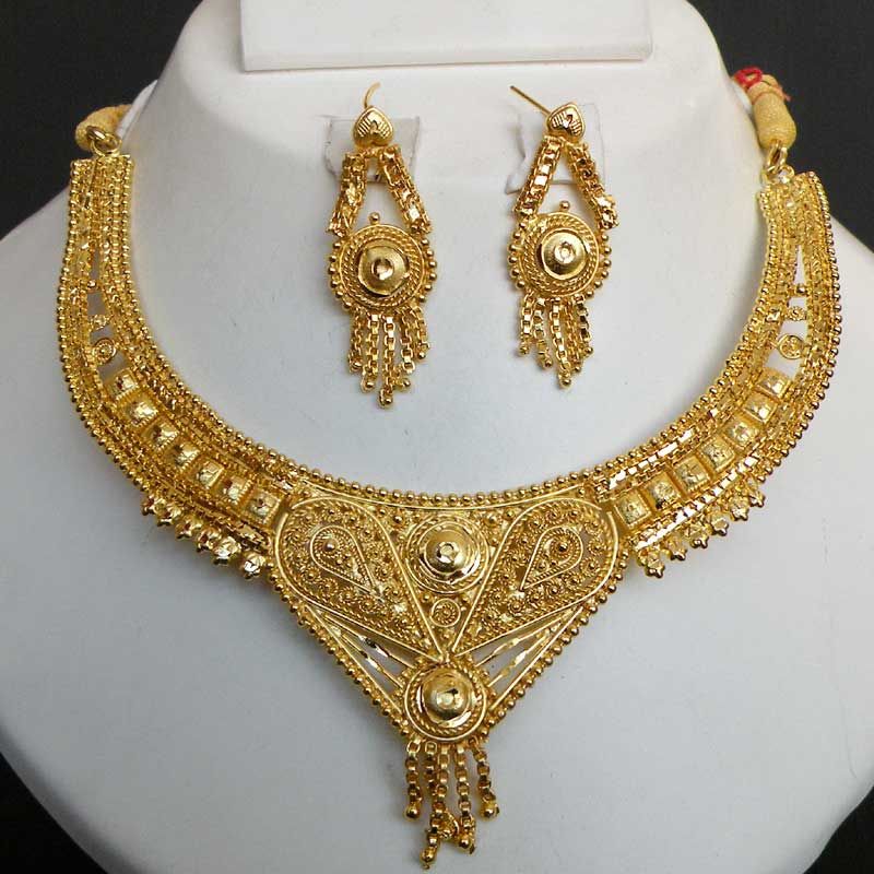   DESIGNER 22K GOLD PLATED BRIDAL SARI BINDI JEWELRY NECKLACE SET  