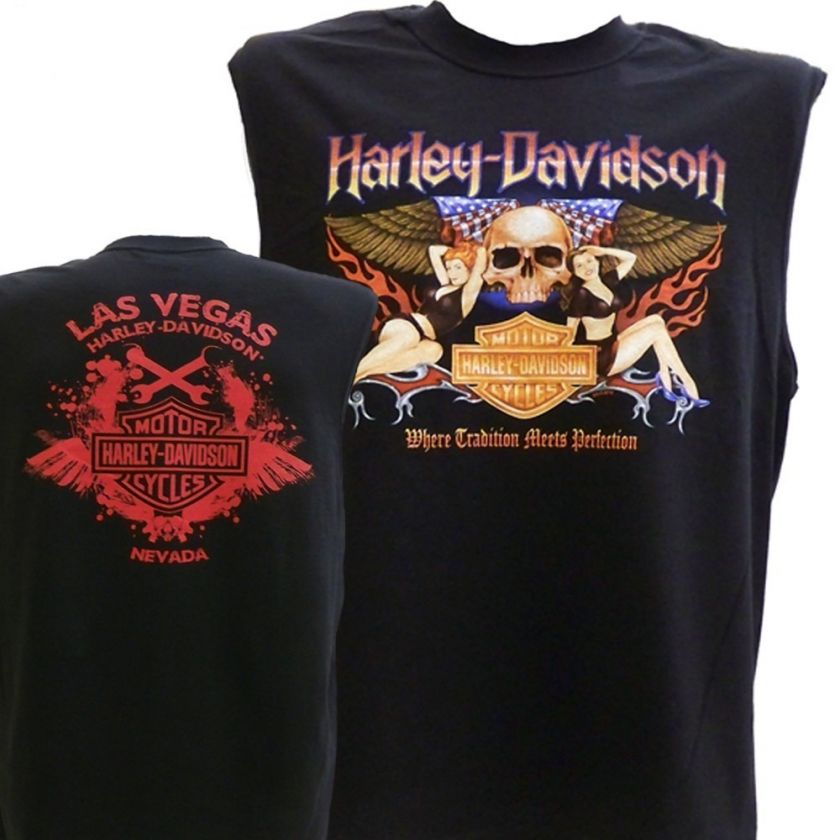 Harley Davidson Las Vegas Dealer Muscle T Shirt Sleeveless Black 