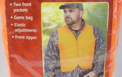 Allen Blaze Orange Safety Preserve Vest Hunting Quiet Poly Game Bag on 