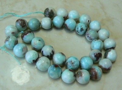   100% NATURAL BABY BLUE LARIMAR PERFECT ROUND BEADS STRAND