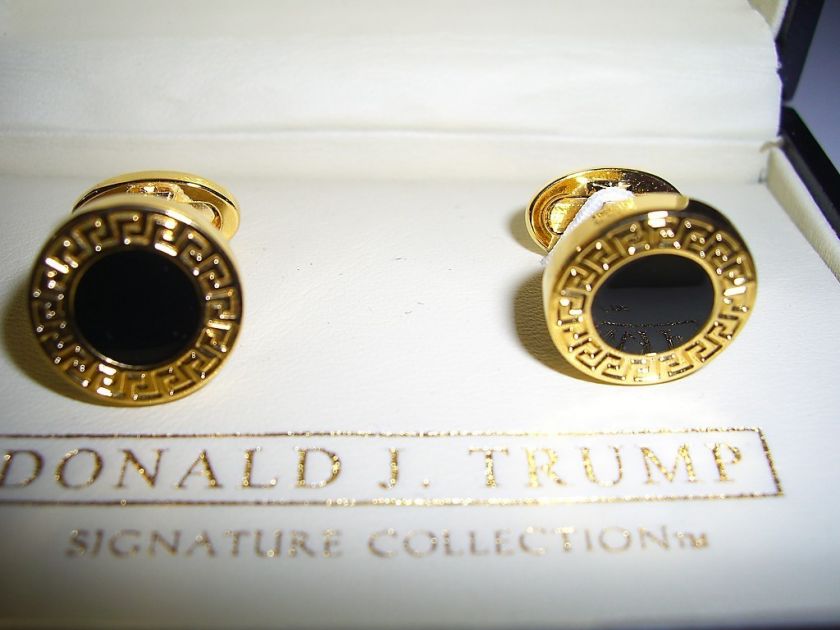 C141 NEW in Box DONALD J. TRUMP Mens CUFFLINKS Gold Black Circular 