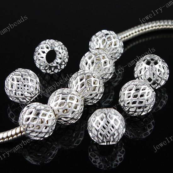 200PCS MESH NET SILVER BALL SPACER BEADS WHOLESALE LOTS  