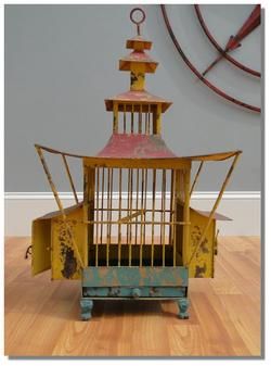   Birdcage old metal painting asian designer house NEW bird cage  