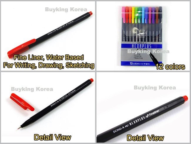 New DongA Hexaplus Aqua Sign Pen Fine Liner 12 colors  