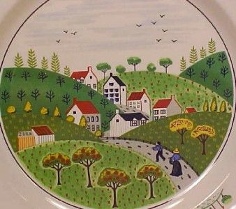 COUNTRY VILLAGE SALAD PLATE Newcor Stoneware FARM TREE  