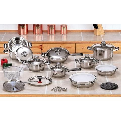 28pc 12 Element Stainless Steel Waterless Cookware Set  