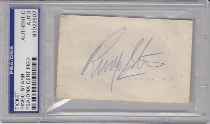 BEATLES All 4 Signed Cut Slabbed PSA/DNA & JSA LENNON McCARTNEY 