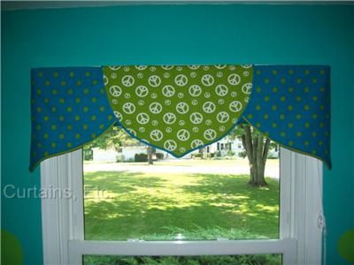 Custom Childs Chartreuse Lime Green Caribbean Blue Valance