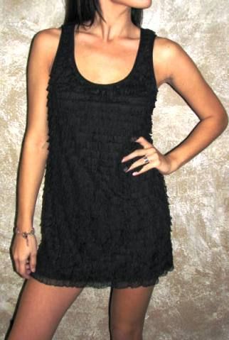 FREE PEOPLE Rows of Ruffles Dress Cami Tank Top Black M  