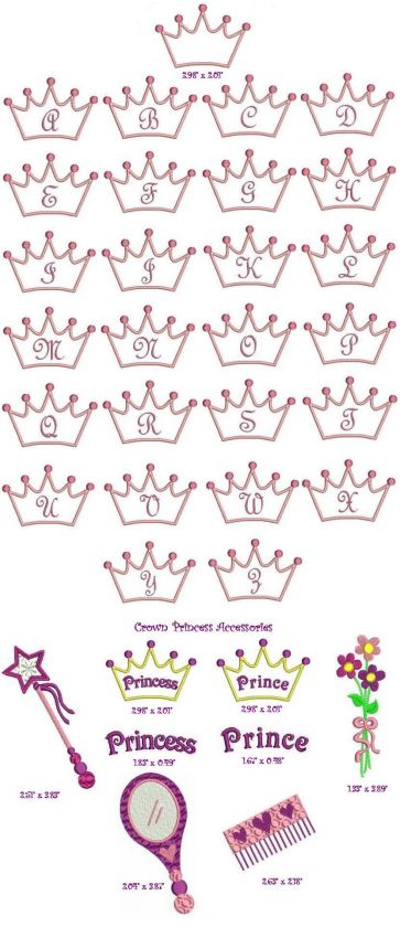 Crown Applique 3 & bonus Machine Embroidery Designs  