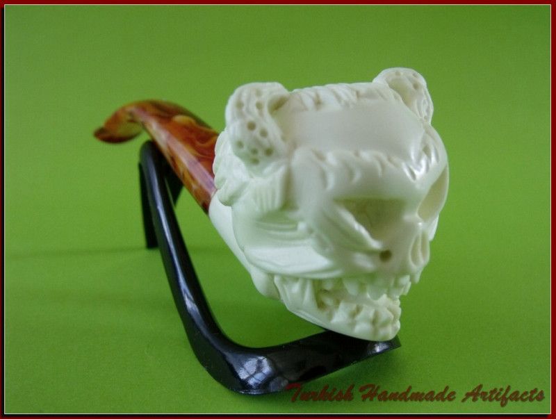 SKULL Meerschaum Smoking Tobacco Tobaco Pipe Gift 704  