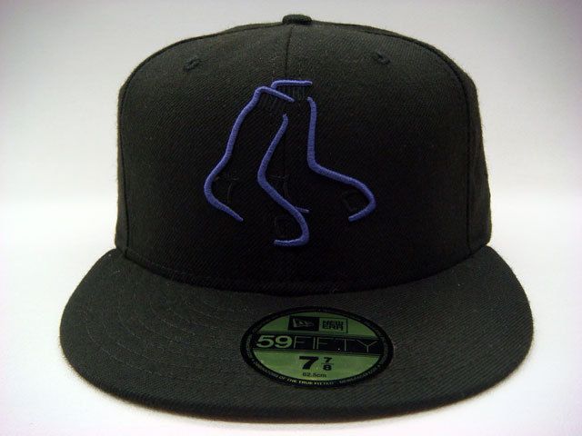 Boston Red Sox Black Purple Authentic Custom MLB 59Fifty New Era 