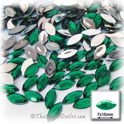 Gross 144pc 15mm Oval Faceted Rhinestones EGreen  