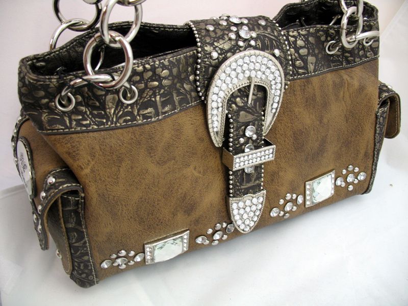   HANDBAG BAG w/BIG RHINESTONE WESTERN COUNTRY ACCENT.NICE  