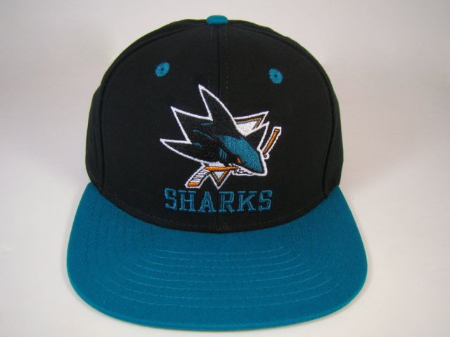 SAN JOSE SHARKS SNAPBACK HAT BLACK DUAL LOGO REEBOK NHL  