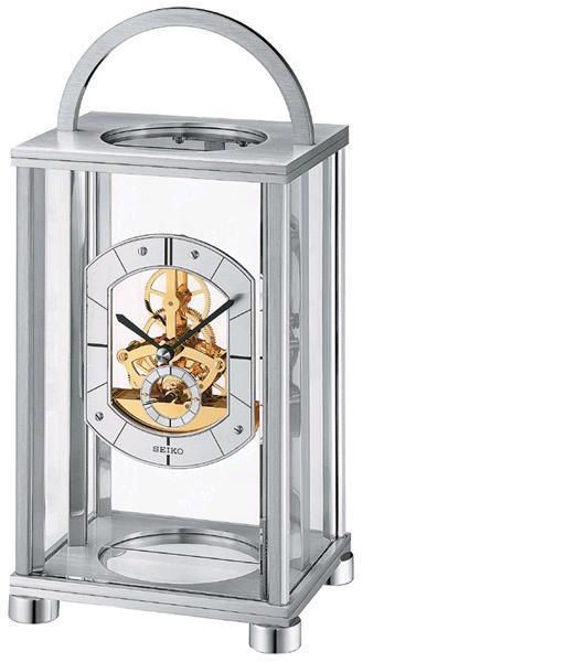 Seiko QHG034SLH Silvertone Skeleton Mantel or Desk Clock  