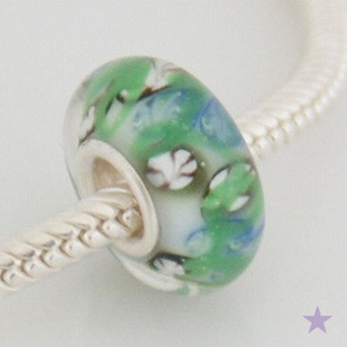   Flowers MURANO GLASS 925 Sterling Silver EUROPEAN BEAD Charm  