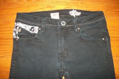   BLACK SKINNY SLIM STRETCH SKATE SKATEBOARD JEANS SIZE 27 27/14  