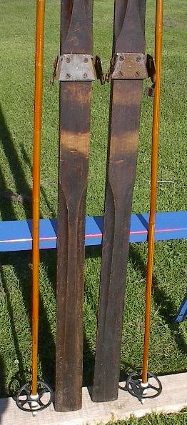 VINTAGE Wooden Skis 89 Wood Skiis +POLES Ski POINTS  