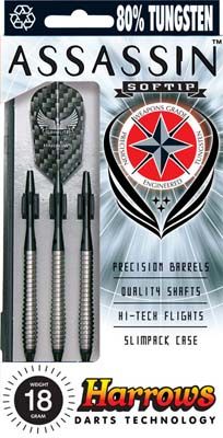 ASSASSIN 80% TUNGSTEN SOFT TIP DARTS 20 GRAM 56839  