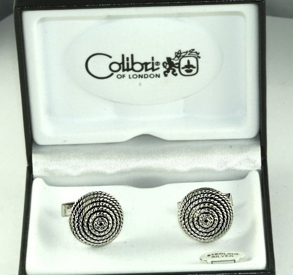 BRAND NEW IN BOX COLIBRI STERLING SILVER ROPE CUFFLINKS MIB  