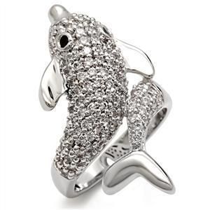 FUN LOVING 2 CARAT SWIMMING DOLPHIN LADIES RING SIZE 5  