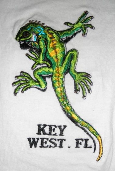 Key West Florida Embroidered Lizard T Shirt Youth M  